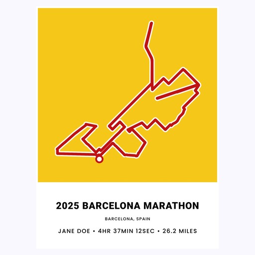 Minimalist 2025 Barcelona Marathon Poster - Route Map 1