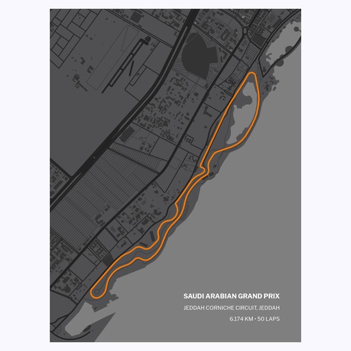 Saudi Arabian Grand Prix Poster - Track Map 1