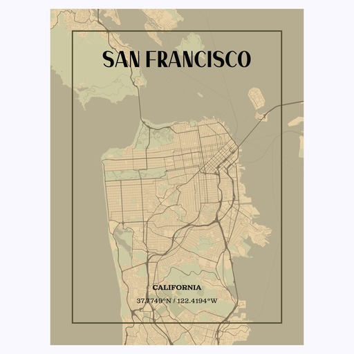 San Francisco in Vintage Poster - Street Map 1
