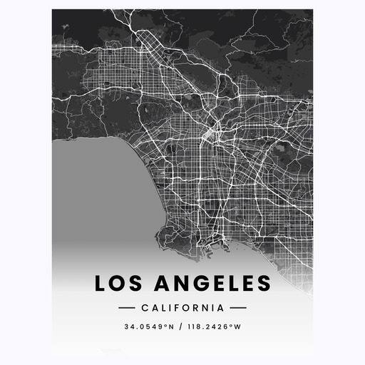 Los Angeles in Dark Poster - Street Map 1
