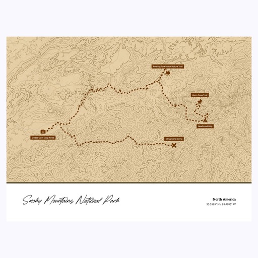 Trip to Smoky Mountains National Park Poster - Topo Map 1
