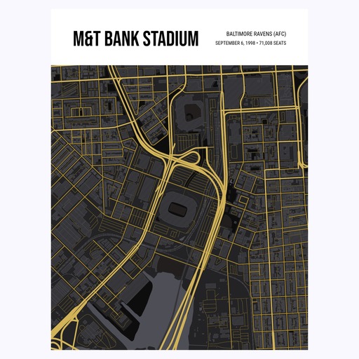 Baltimore Ravens Stadium Poster - Street Map 1