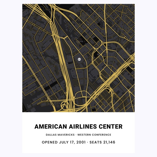 Dallas Mavericks Arena Poster - Street Map 1