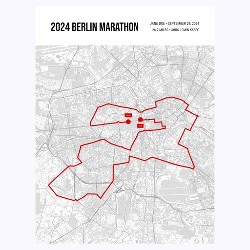 2024 Berlin Marathon Poster - Route Map 1
