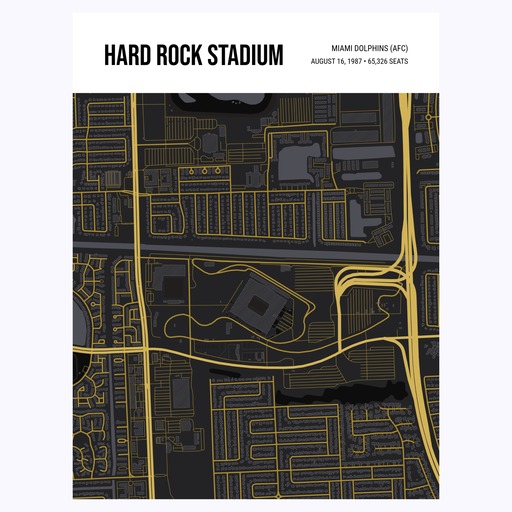 Miami Dolphins Stadium Poster - Street Map 1