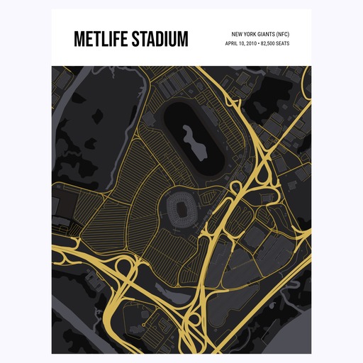 NY Giants Stadium Poster - Street Map 1