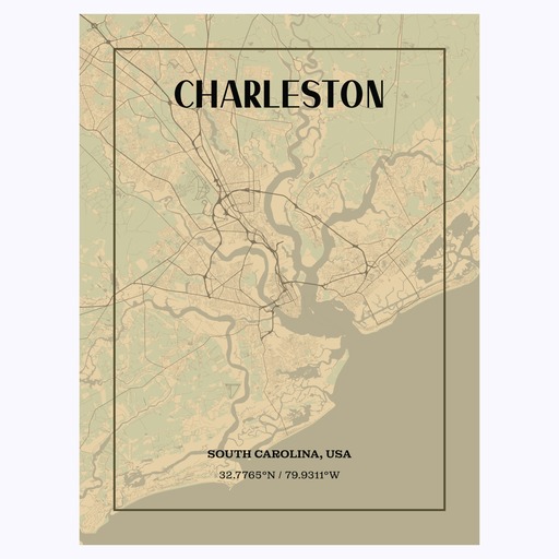 Charleston in Vintage Poster - Street Map 1