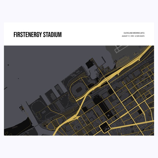 Cleveland Browns Stadium Poster - Street Map 1