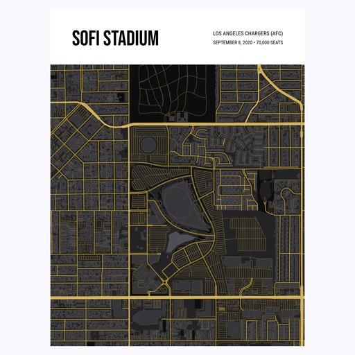 Los Angeles Chargers Stadium Poster - Street Map 1