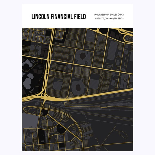 Philadelphia Eagles Stadium Poster - Street Map 1