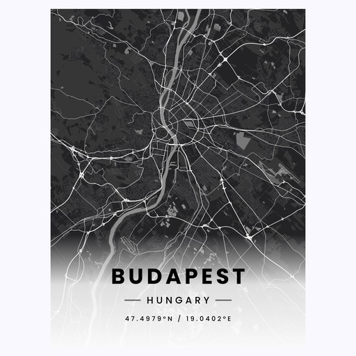 Budapest in Dark Poster - Street Map 1