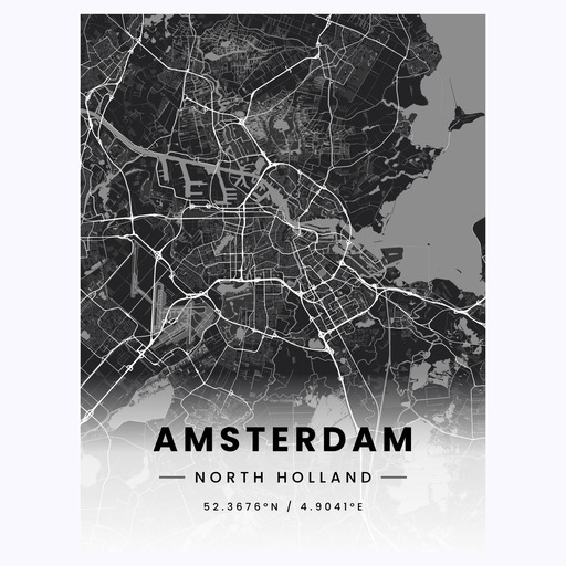 Amsterdam in Dark Poster - Street Map 1