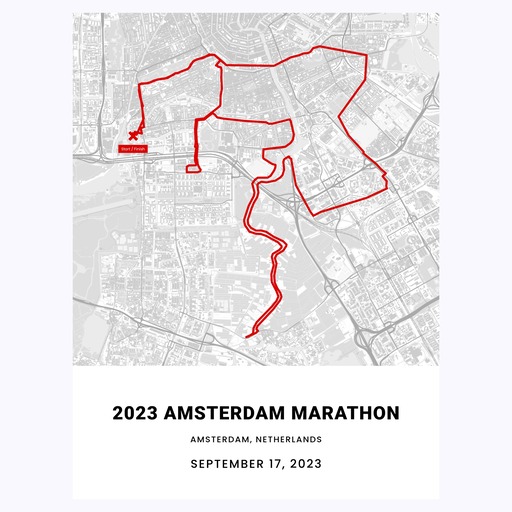 2023 Amsterdam Marathon Poster - Route Map 1