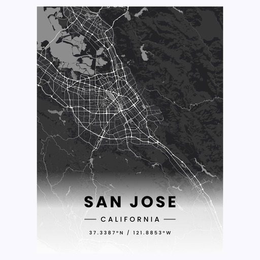 San Jose in Dark Poster - Street Map 1