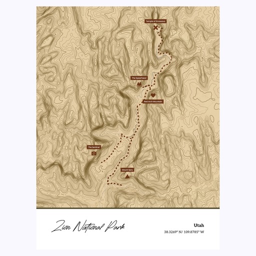 Our Trip to Zion National Park Poster - Topo Map 1