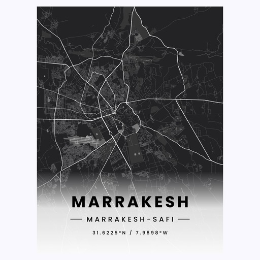 Marrakesh in Dark Poster - Street Map 1