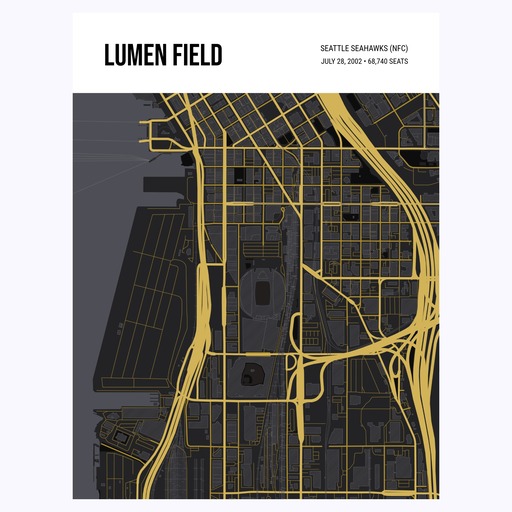 Seattle Seahawks Stadium Poster - Street Map 1
