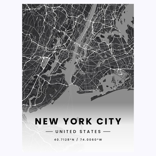 New York City in Dark Poster - Street Map 1