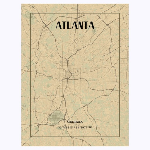 Atlanta in Vintage Poster - Street Map 1