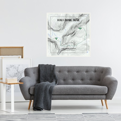 Half Dome Trail Hiking Trip Poster - Route Map 4