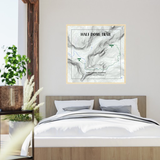 Half Dome Trail Hiking Trip Poster - Route Map 5