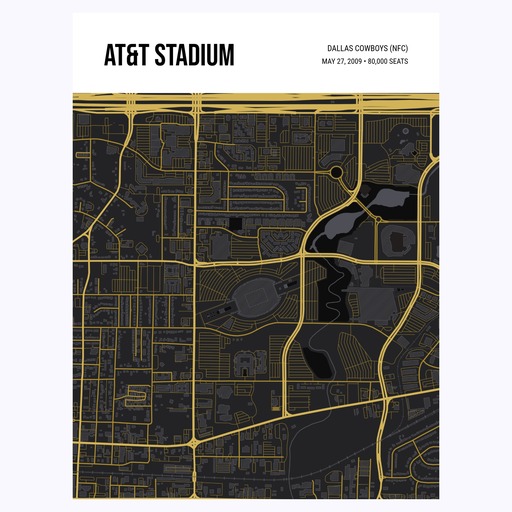 Dallas Cowboys Stadium Poster - Street Map 1