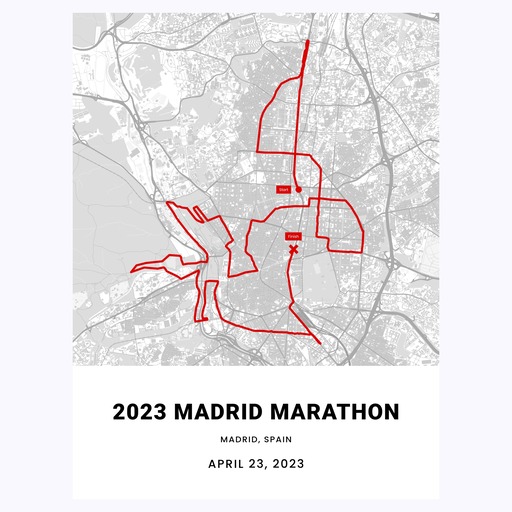 2023 Madrid Marathon Poster - Route Map 1