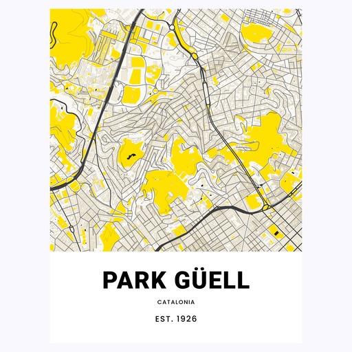 Parque Güell Poster - Street Map 1