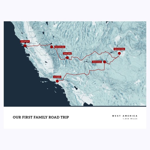 Our First Family Road Trip Poster - Route Map 1