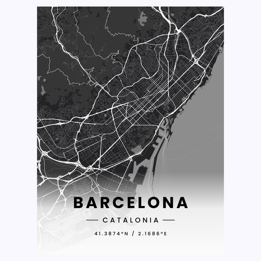 Barcelona in Dark Poster - Street Map 1