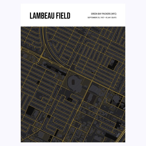 Green Bay Packers Stadium Poster - Street Map 1