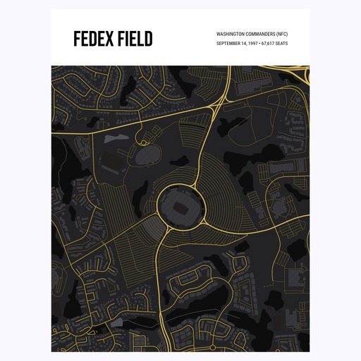 Washington Commanders Stadium Poster - Street Map 1