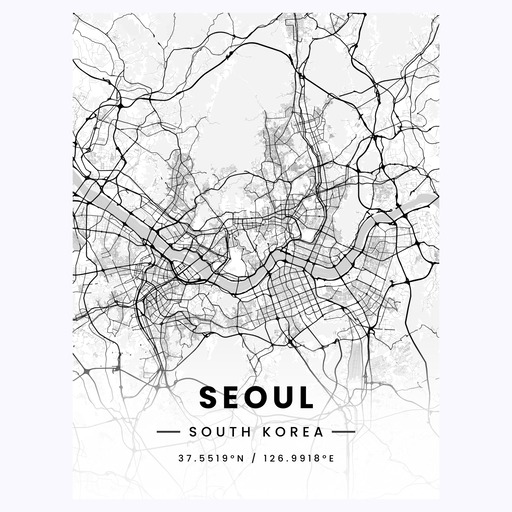 Seoul in Light Poster - Street Map 1
