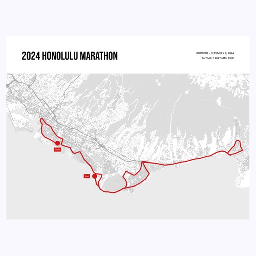 2024 Honolulu Marathon Poster - Route Map 1