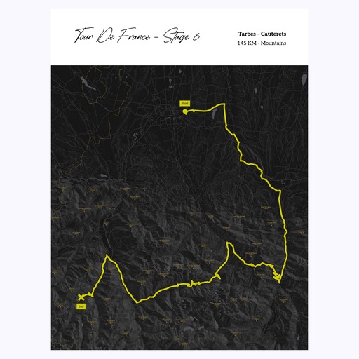 2023 Tour de France Stage 6 Poster - Route Map 1