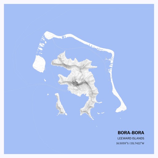 Island of Bora Bora Poster - Street Map 1