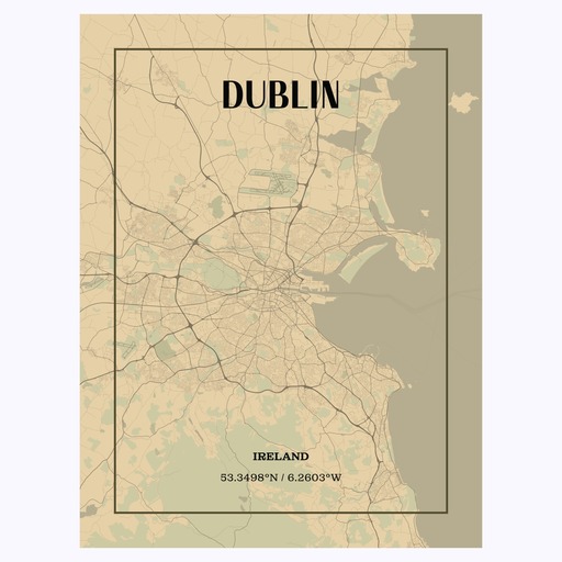 Dublin in Vintage Poster - Street Map 1