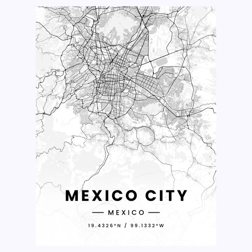 Mexico City in Light Poster - Street Map 1