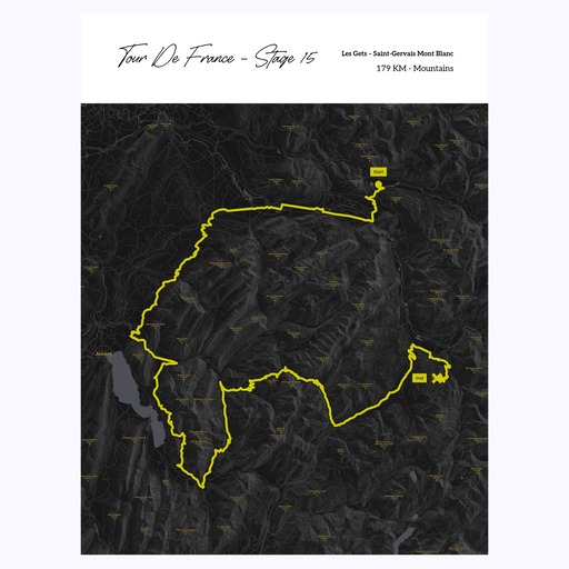 2023 Tour de France Stage 15 Poster - Route Map 1