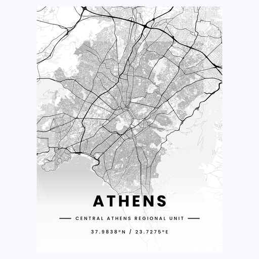 Athens in Light Poster - Street Map 1