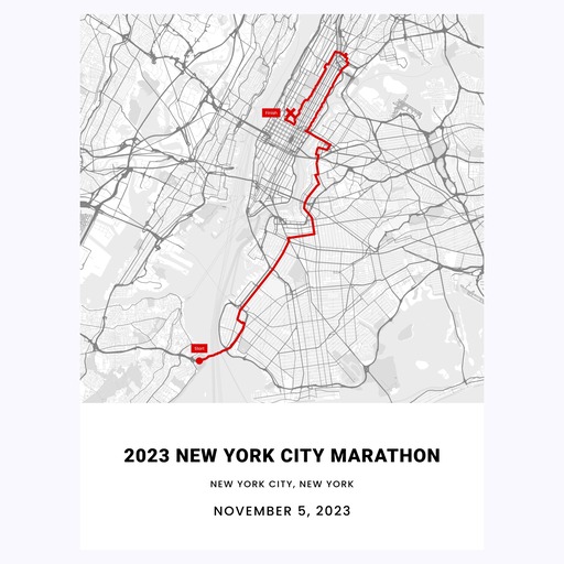 2023 New York City Marathon Poster - Route Map 1