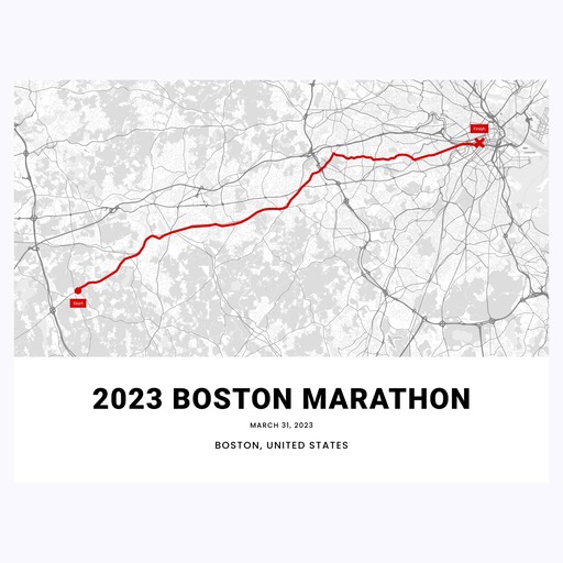 2023 Boston Marathon Poster - Route Map 1
