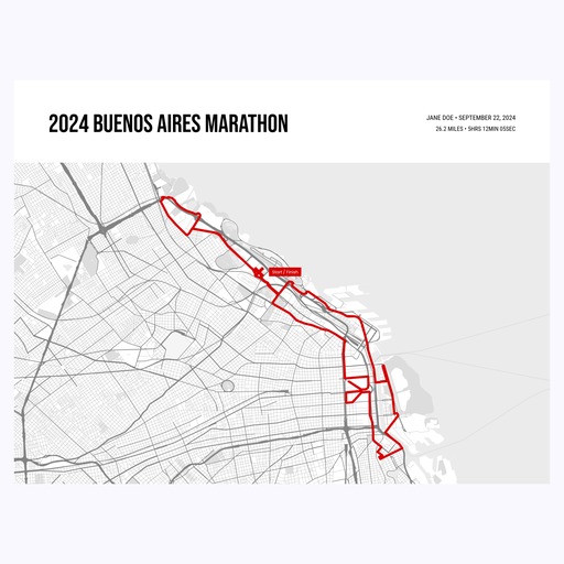 2024 Buenos Aires Marathon Poster - Route Map 1