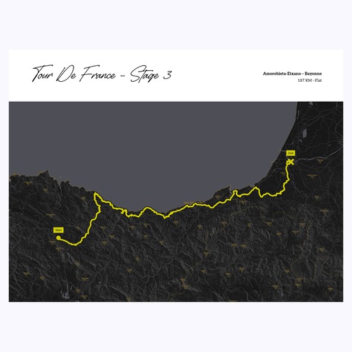 2023 Tour de France Stage 3 Poster - Route Map 1