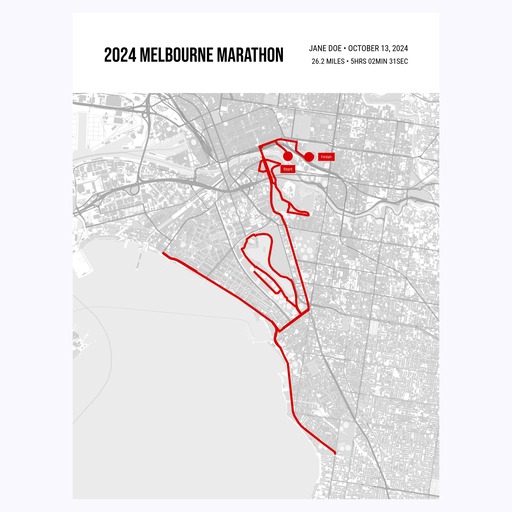 2024 Melbourne Marathon Poster - Route Map 1