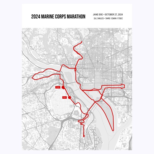 2024 Marine Corps Marathon Poster - Route Map 1