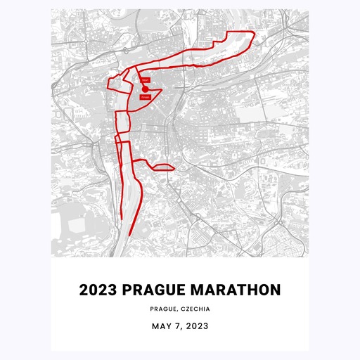 2023 Prague Marathon Poster - Route Map 1