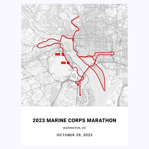 2023 Marine Corps Marathon Poster - Route Map 1