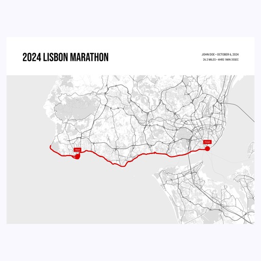 2024 Lisbon Marathon Poster - Route Map 1