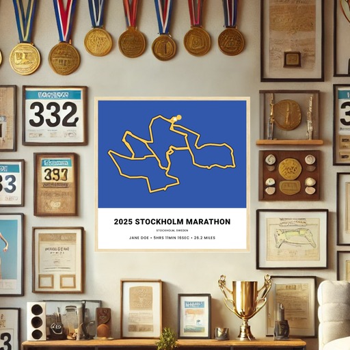Minimalist 2025 Stockholm Marathon Poster - Route Map 2